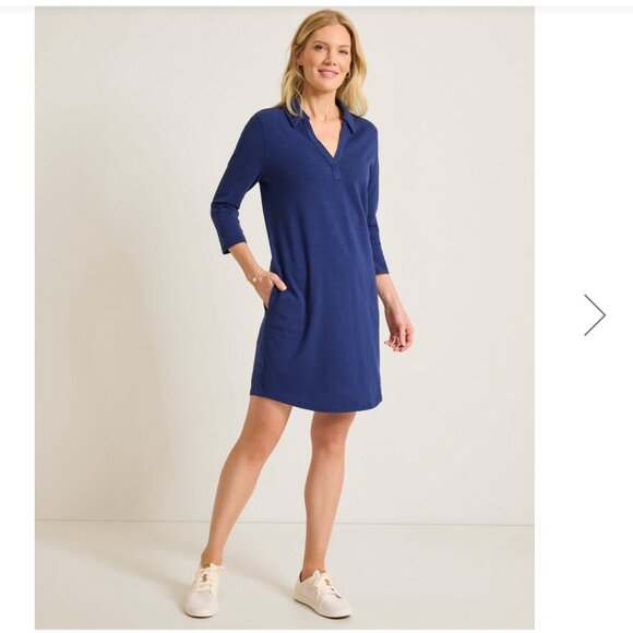 Tommy Bahama Ashby Isles 3/4 Sleeve Cotton Jersey Polo Dress in Navy NWT - Picture 2 of 8